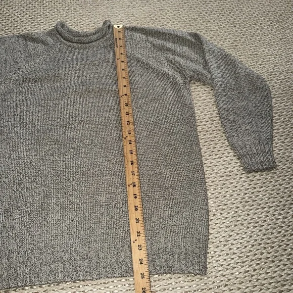 Women's Vintage Gray Roll Neck Fisherman's Sweater, XL. Cottage Country - Picture 7 of 8